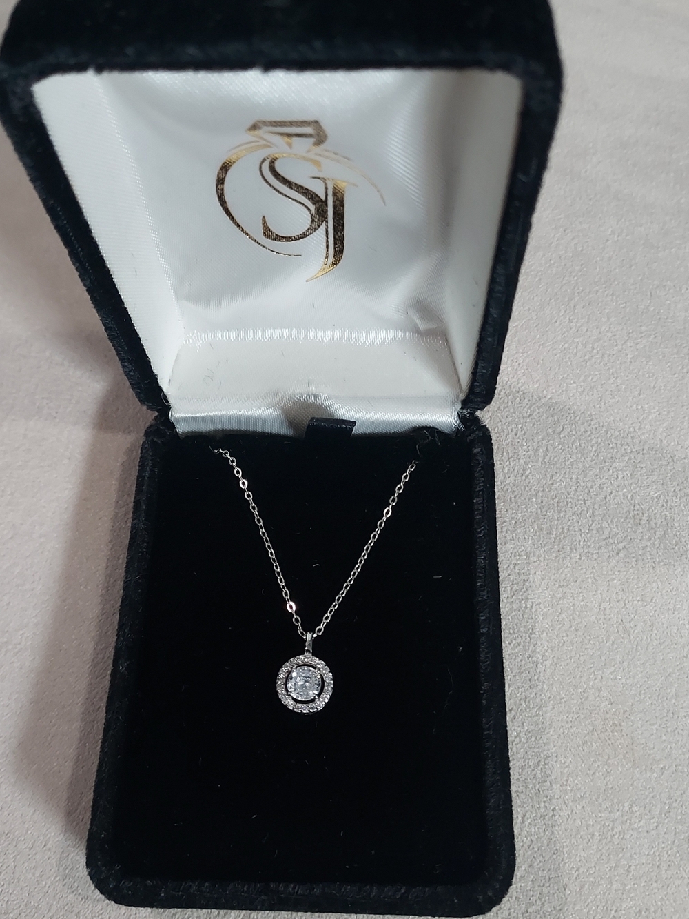 Sterling Silver Double Halo Pendant Necklace - Silver